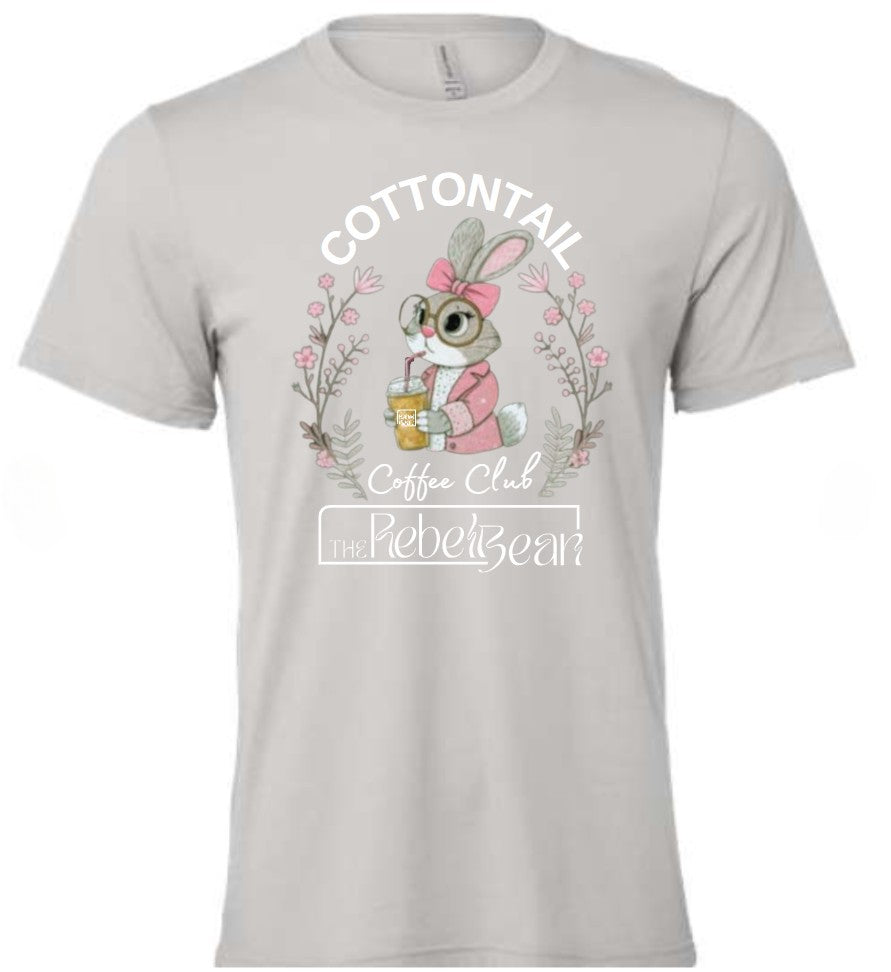 The Rebel Bean "Cottontail Coffee Club" Bella Short Sleeve Tee