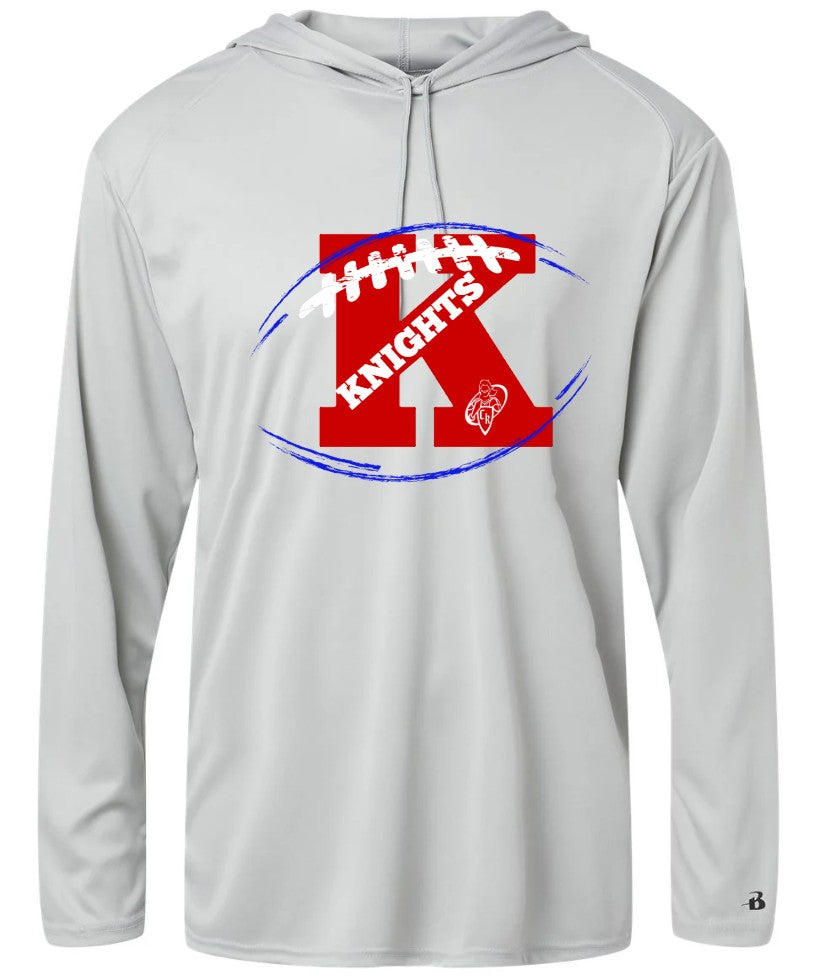 "Monogram Knights Football" Long Sleeve Hooded Tee