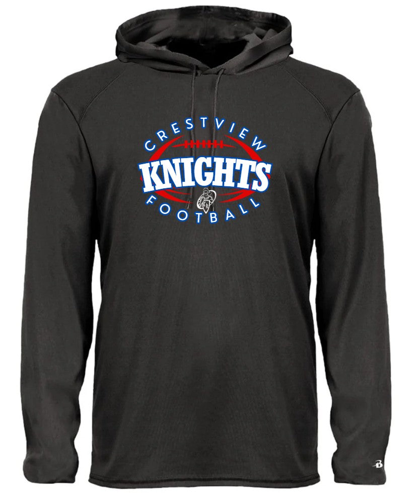 "Crestview Knights Football" Long Sleeve Hooded Tee
