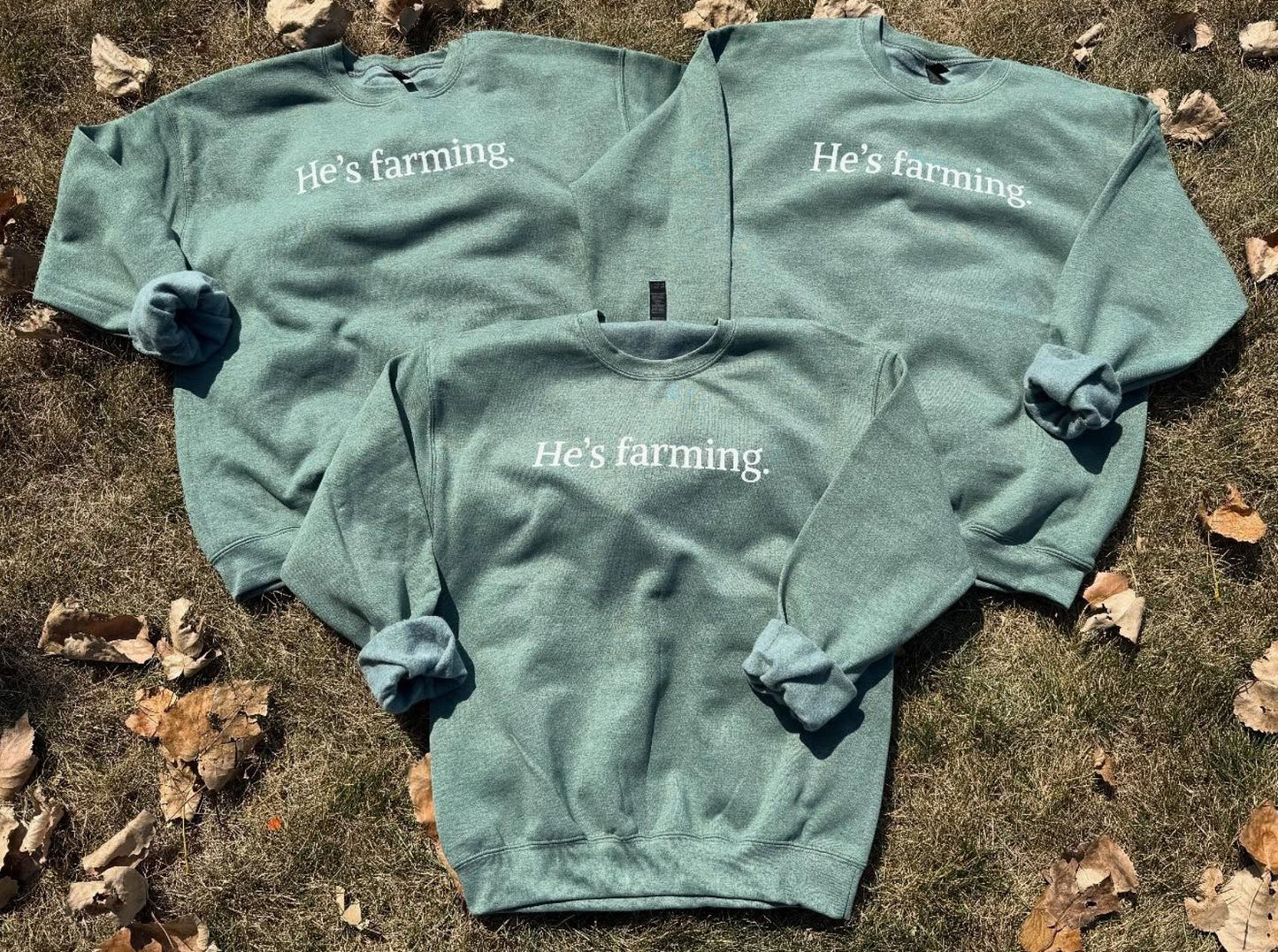 "He's Farming" Gildan Heavy Blend Crewneck