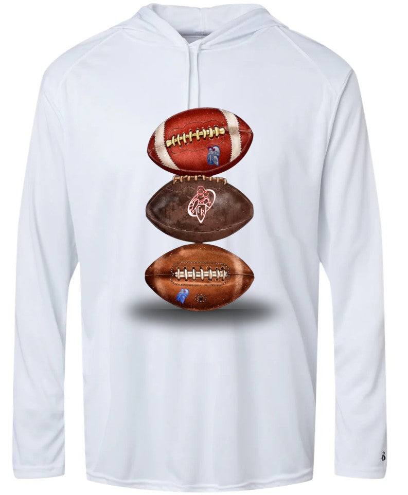 "Vintage Football" Long Sleeve Hooded Tee