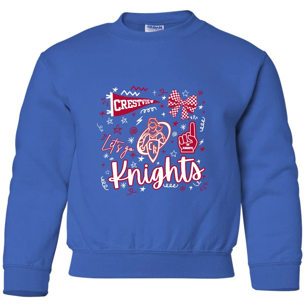 "Let's Go Knights Scramble Youth Crewneck Sweatshirt