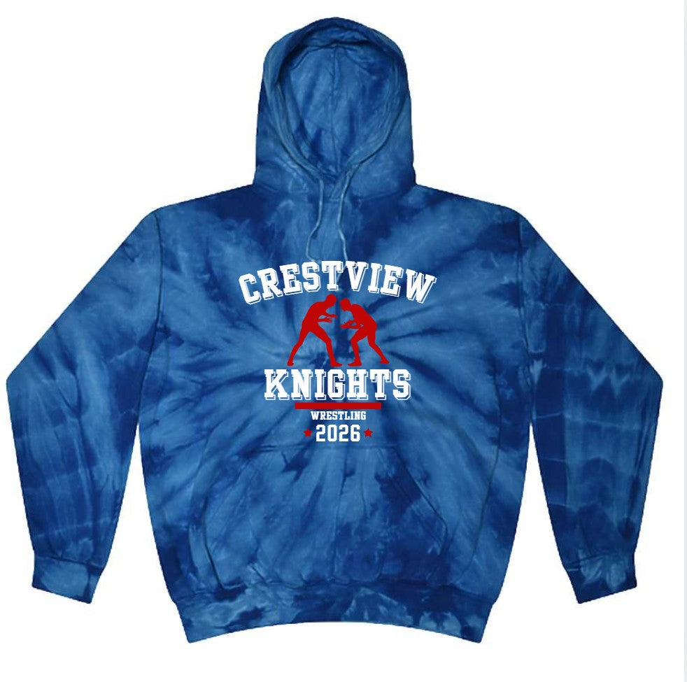 Crestview "Knights Wrestling 2026" Tie-Dye Hoodie