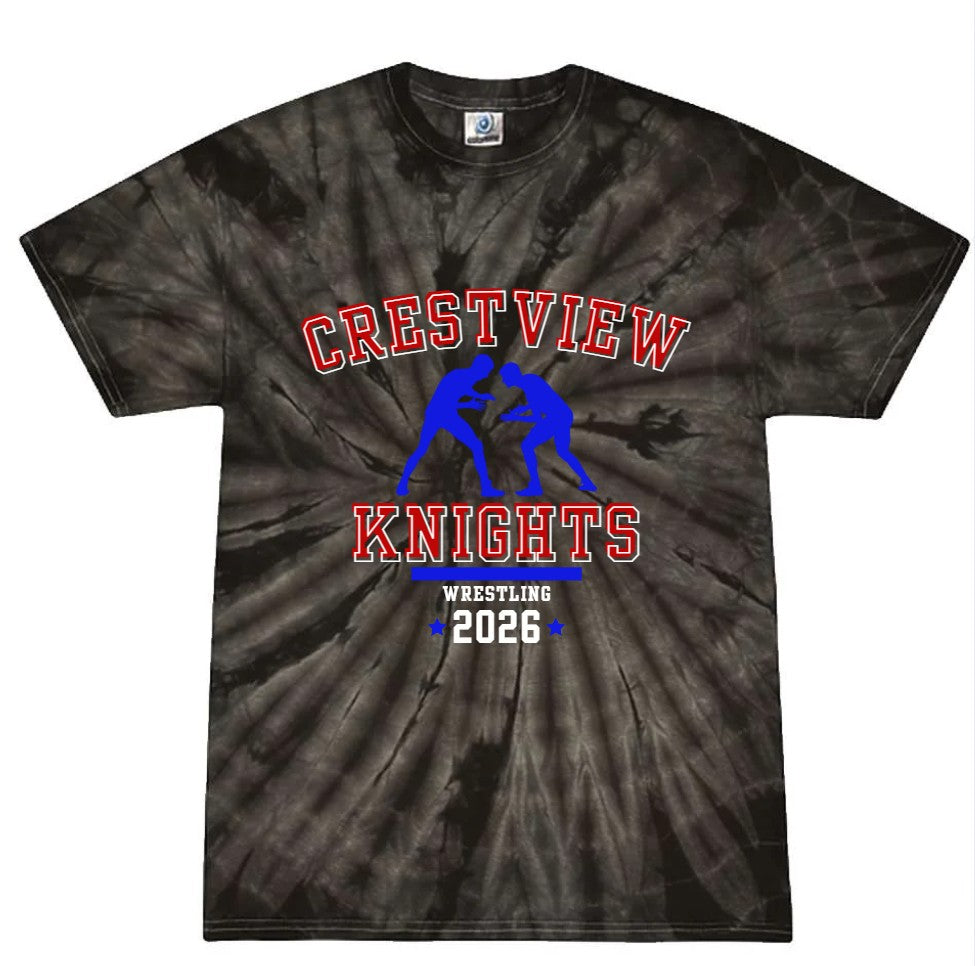 Crestview "Knights Wrestling 2026" Youth Tie-Dye T-shirt