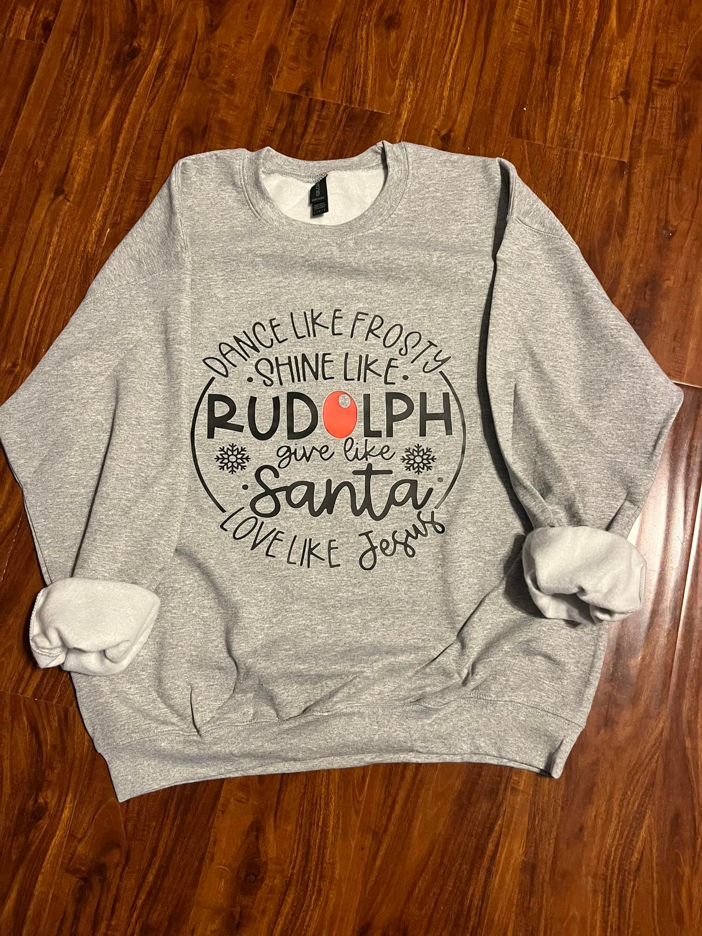 "Dance Like Frosty Love Like Jesus" Boscovs Crewneck
