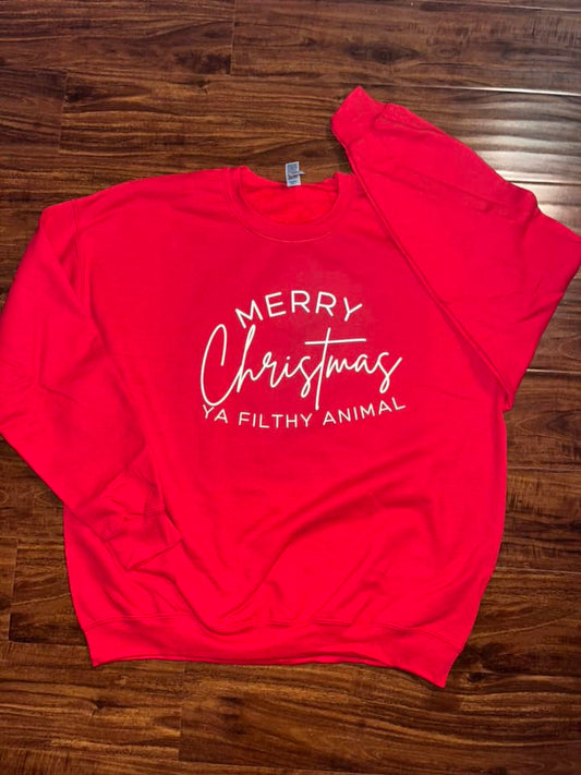 "Merry Christmas Ya Filthy Animal" Boscovs Crewneck