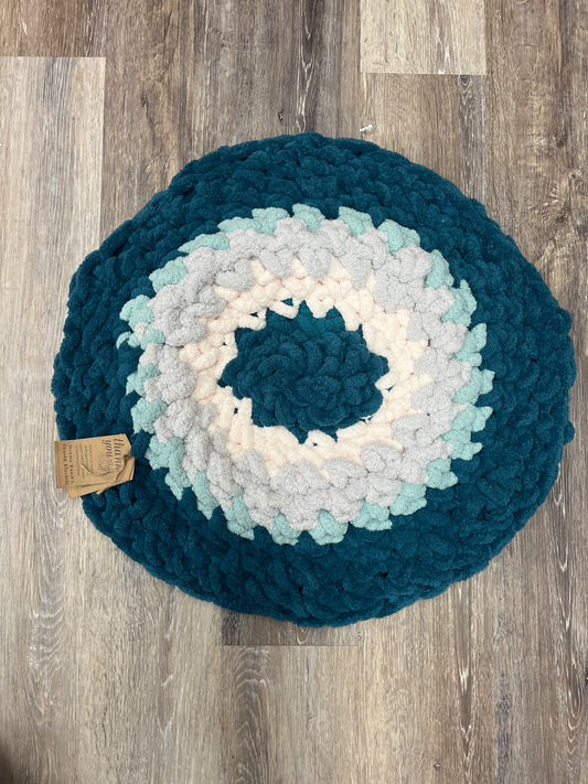 Handmade Chunky Chenille Turquoise, Teal, Light Pink and Light Gray Baby Play Mat