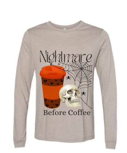 The Rebel Bean "Nightmare Before Coffee" Bella Long Sleeve Tee