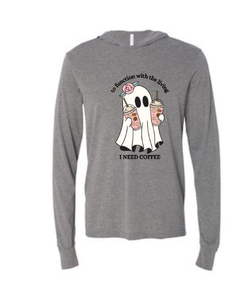 The Rebel Bean "To Function with the Living" Long Sleeve Hooded T-Shirt