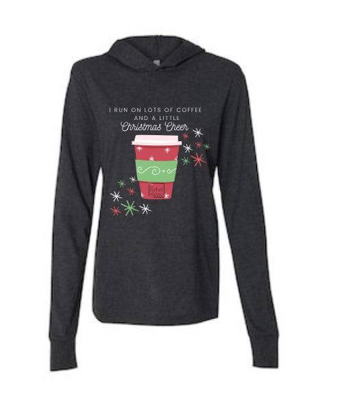 The Rebel Bean "I Run on Lots of Coffee" Long Sleeve Hooded T-Shirt