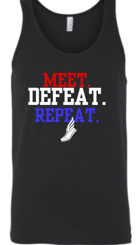Crestview "Meet. Defeat. Repeat" Track Bella Tank Top