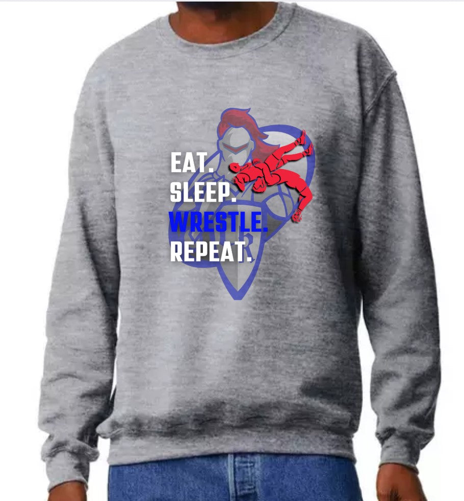 Crestview "Hip Toss EatSleepWrestleRepeat" Wrestling Boscovs Crewneck