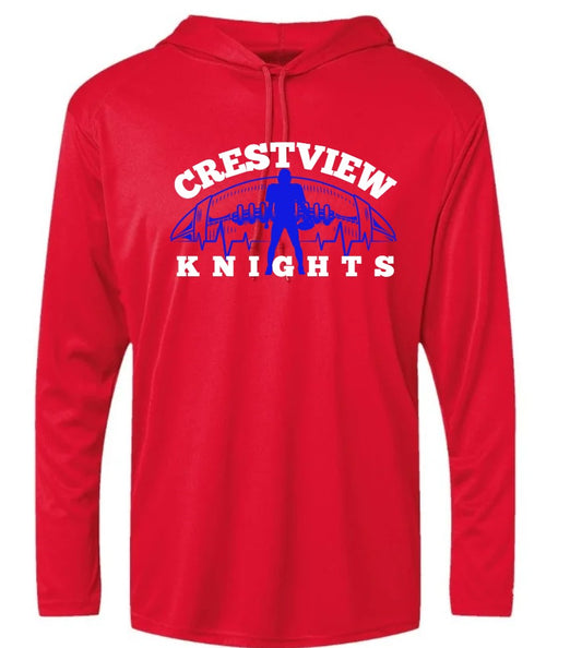 "Crestview Knights Football Heartbeat " Long Sleeve Hooded Tee