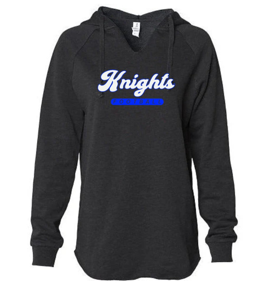 "Cursive Knights Football" Women's Butter Hooded Pullover Sweatshirt