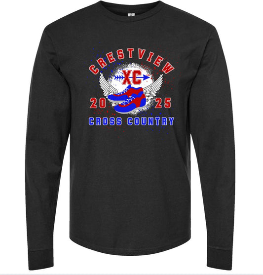"Crestview Cross Counrty No Bench. No Halftime." Long Sleeve Personalized Tee