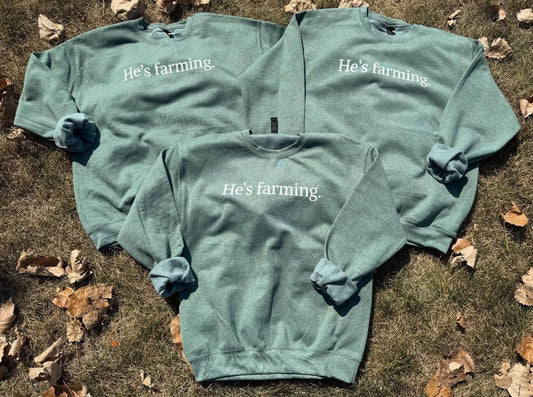 "He's Farming" Gildan Heavy Blend Crewneck