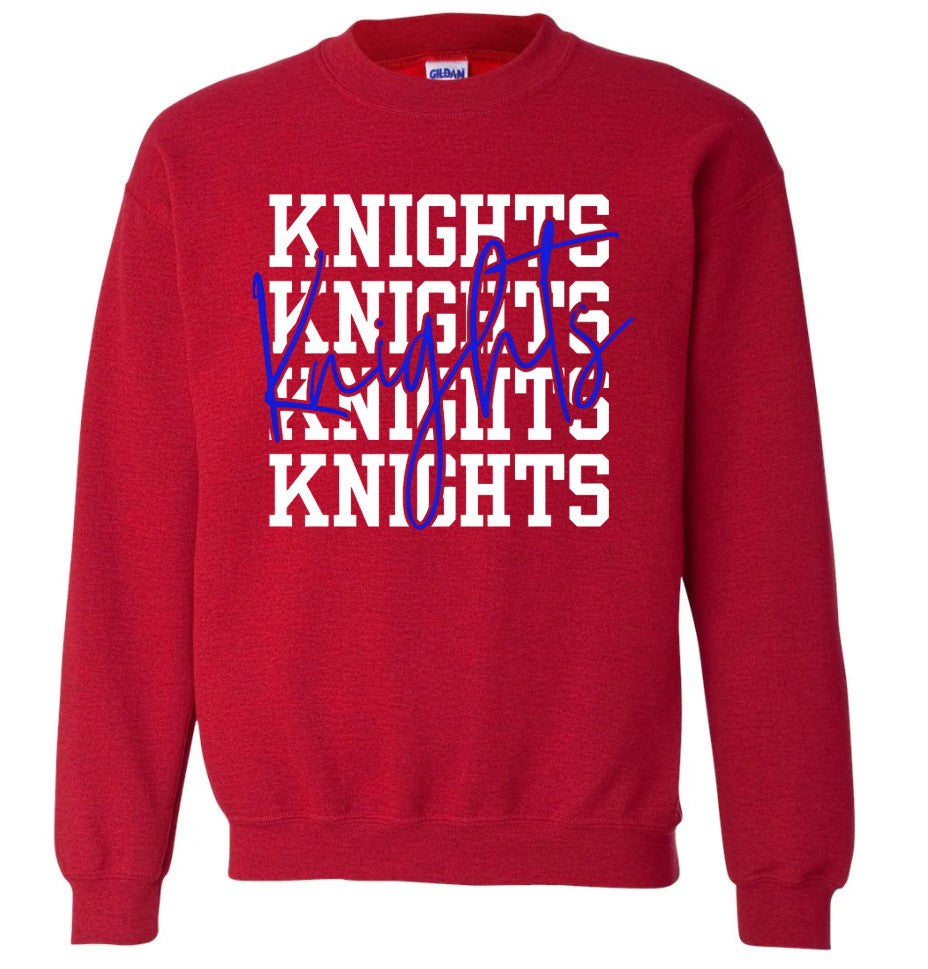 "Knights Repeated Overlay" Crewneck Sweatshirt