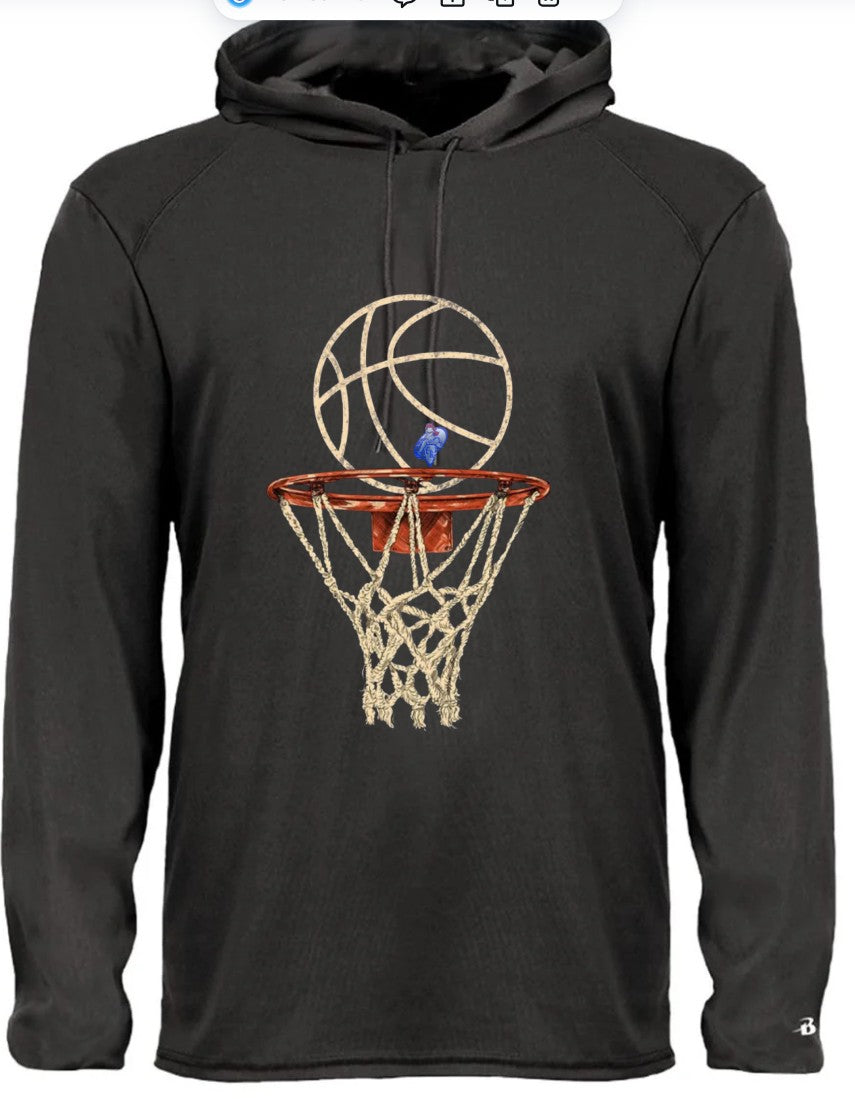 "Vintage Basketball" Long Sleeve Hooded Tee