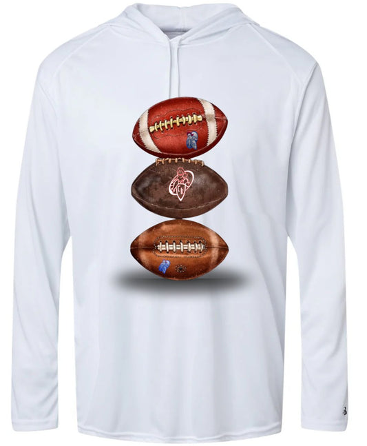 "Vintage Football" Long Sleeve Hooded Tee