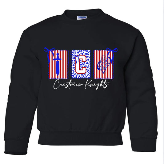 "Tags and Bows Knights" Youth Crewneck Sweatshirt