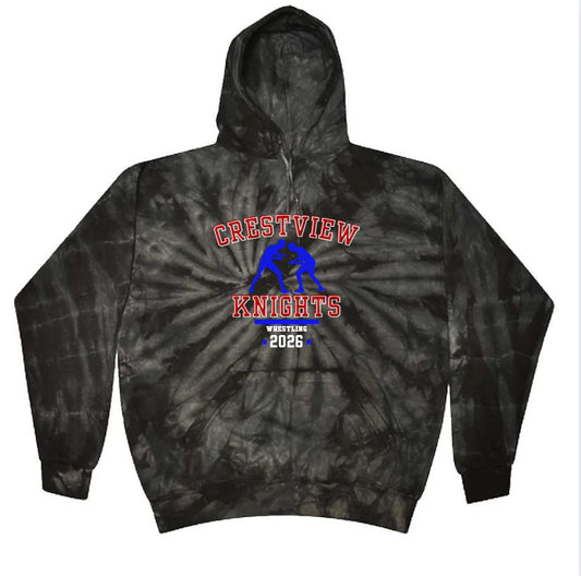 Crestview "Knights Wrestling 2026"  Tie-Dye Hoodie