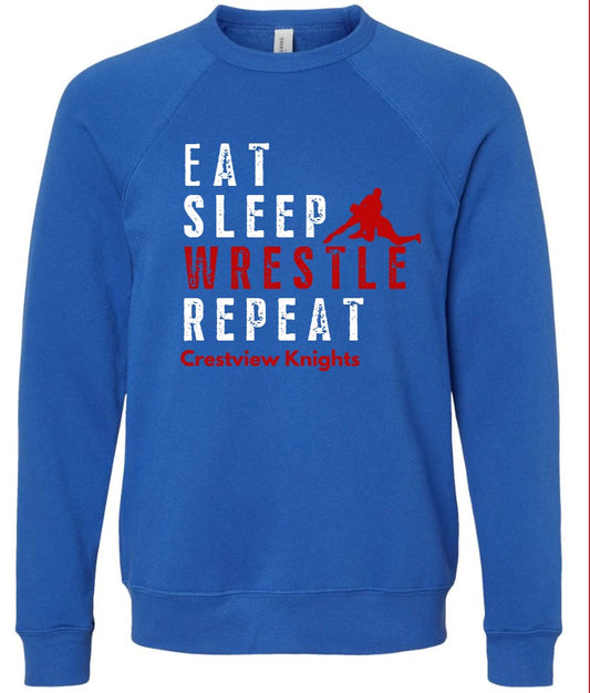 Crestview "Eat Sleep Wrestle Repeat" Wrestling Crewneck