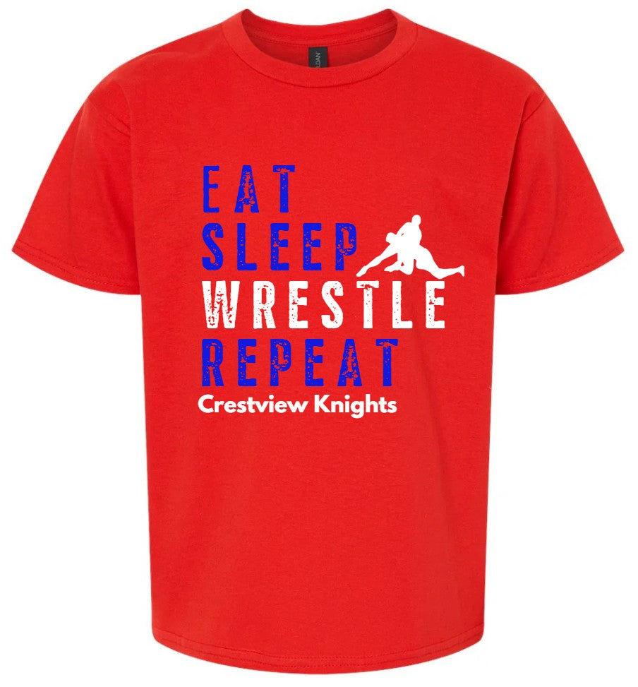Crestview "Youth Eat Sleep Wrestle Repeat" Wrestling Tee