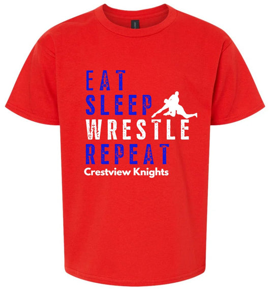 Crestview "Youth Eat Sleep Wrestle Repeat" Wrestling Tee