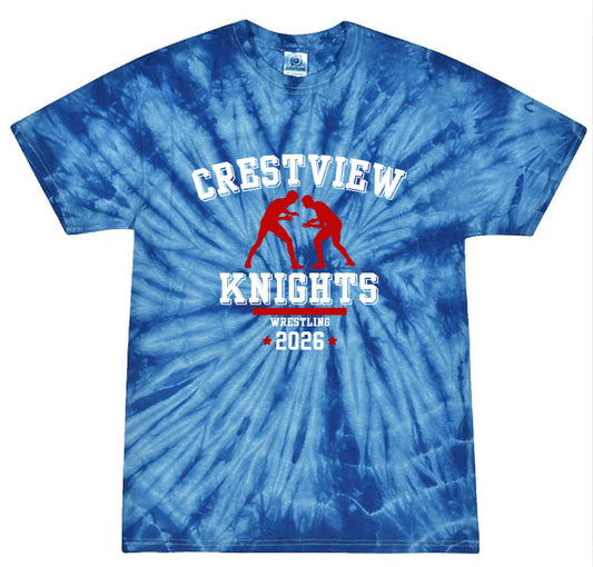 Crestview "Knights Wrestling 2026" Youth Tie-Dye T-shirt