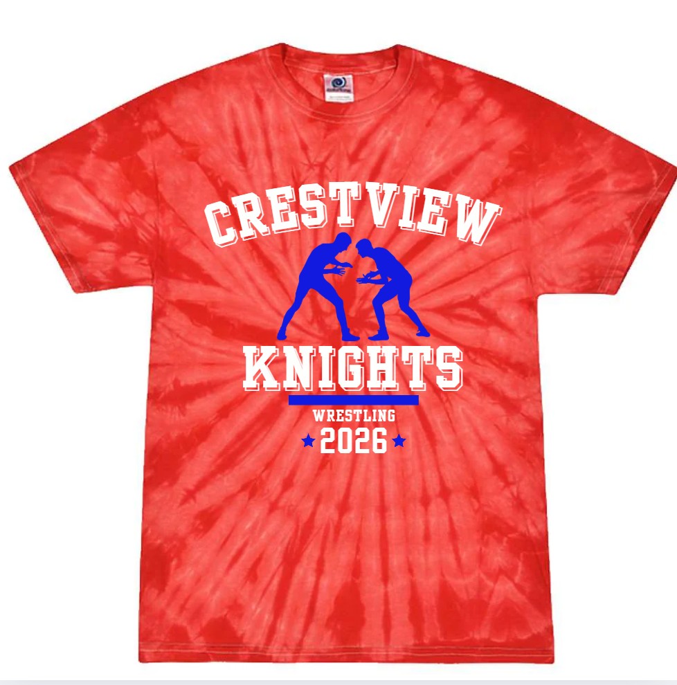 Crestview "Knights Wrestling 2026" Youth Tie-Dye T-shirt