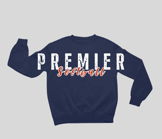 GIANT "Premier Softball" Script with large back Crewneck (Email me at createwithsara@outlook.com with your order number and what name and number for back)