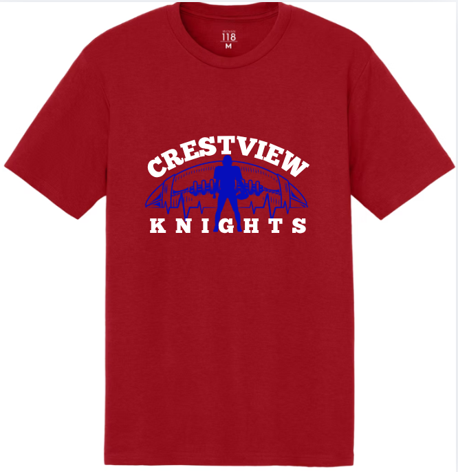 "Crestview Knights Football Heartbeat" Tee