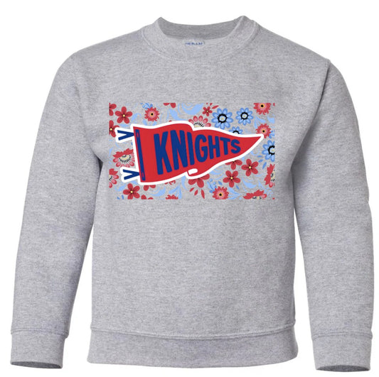 "Knights Flag Floral" YOUTH Crewneck Sweatshirt